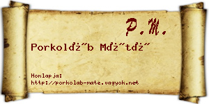 Porkoláb Máté névjegykártya